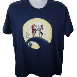 Nightmare Before Christmas Jack and Sally Yellow Silouette Black tshirt size XL